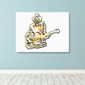 Guitar Blues Mann - Voel het je voor Canvas Afdruk (Insitu (Houten vloer))