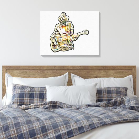 Guitar Blues Mann - Voel het je voor Canvas Afdruk (Insitu (Slaapkamer))