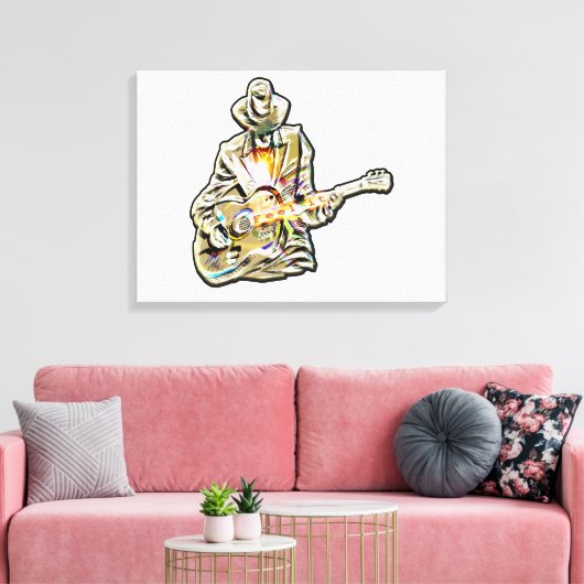 Guitar Blues Mann - Voel het je voor Canvas Afdruk (Insitu (Woonkamer))