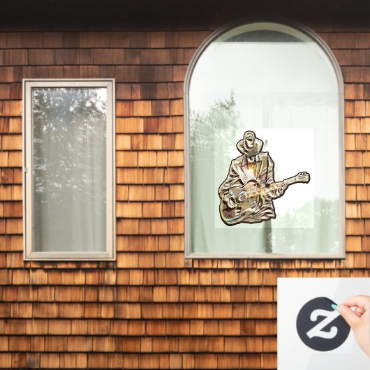 Guitar Blues Mann - Voel het je voor Raamsticker (Huis Raam)