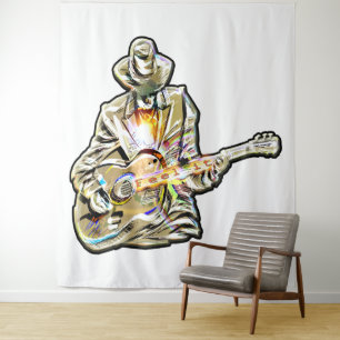 Guitar Blues Mann - Voel het je voor Wandkleed