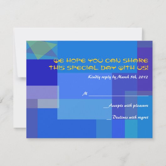 GUITAR BLUES Musical Bar Bat Mitzvah Reply Card RSVP Kaartje (Voorkant)
