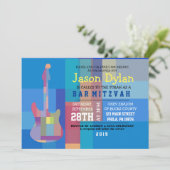 GUITAR BLUES Musical Bar Bat Mitzvah Uitnodiging (Staand voorkant)