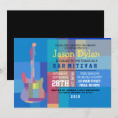 GUITAR BLUES Musical Bar Bat Mitzvah Uitnodiging (Voorkant / Achterkant)