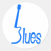 Guitar Blues Ronde Sticker (Voorkant)