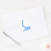 Guitar Blues Ronde Sticker (Envelop)