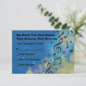 Guitar Boy Bat Bar Mitzvah Invitation Reply Kaart (Staand voorkant)