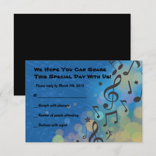 Guitar Boy Bat Bar Mitzvah Invitation Reply Kaart (Voorkant / Achterkant)