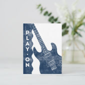 Guitar-Briefkaart -  reine marineblauw wit Briefkaart (Staand voorkant)