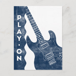 Guitar-Briefkaart - reine marineblauw wit Briefkaart