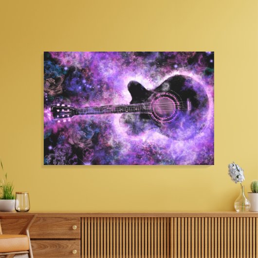 Guitar Canvas Print Paars - Schilderen (Insitu (Woonkamer))