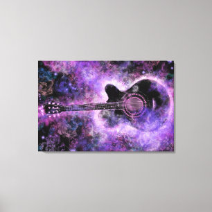Guitar Canvas Print Paars - Schilderen