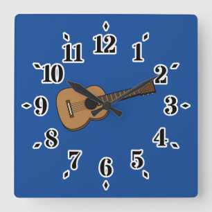 Guitar Cartoon Vierkante Klok