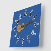 Guitar Cartoon Vierkante Klok (Hoek)