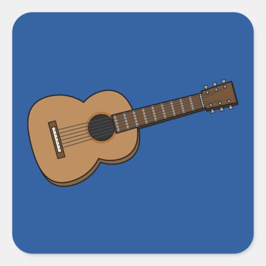 Guitar Cartoon Vierkante Sticker (Voorkant)
