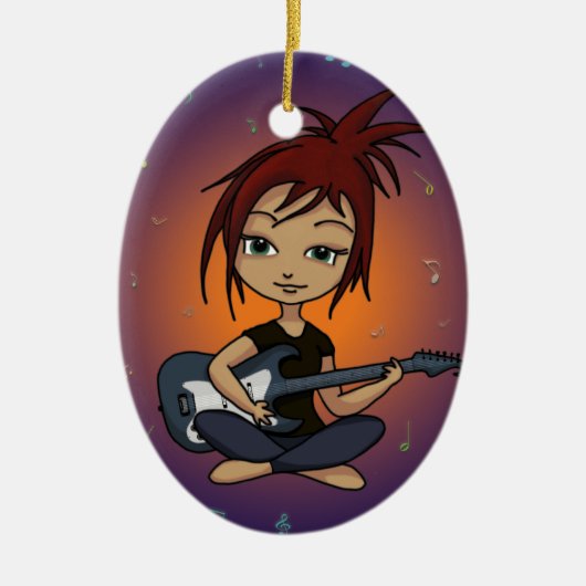 Guitar Chick Keramisch Ornament (Voorkant)