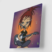 Guitar Chick Vierkante Klok (Hoek)