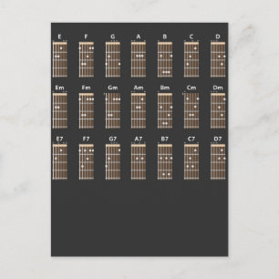Guitar Chord Chart neemt nota van Funny Music Teac Briefkaart