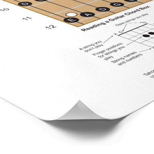 Guitar Chords en Fretboard met Major Notes Poste Poster (Hoek)