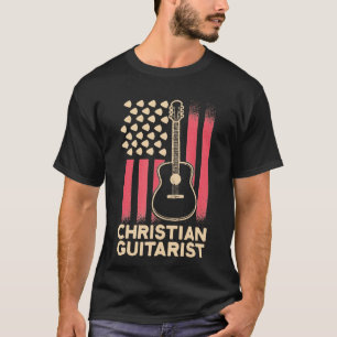 Guitar - Christelijk gitarist USA Flag Church Wors T-shirt