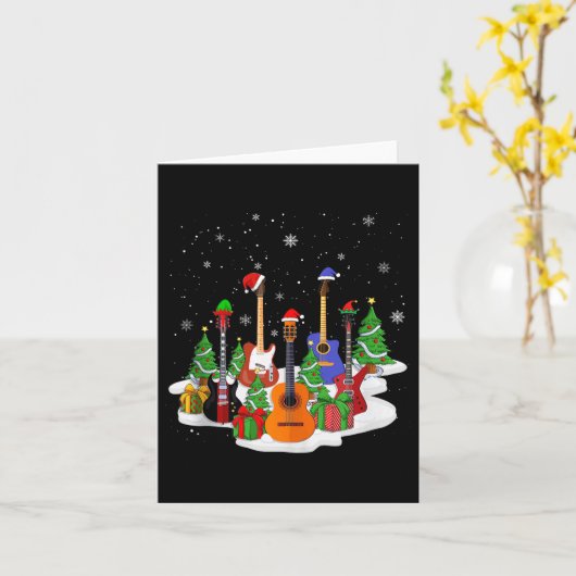 Guitar Christmas Decor Musical Guitar Lovers Guita Kaart (Gele Bloem)