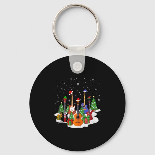 Guitar Christmas Decor Musical Guitar Lovers Guita Sleutelhanger (Voorkant)