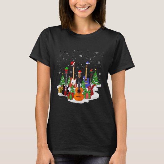 Guitar Christmas Decor Musical Guitar Lovers Guita T-shirt (Voorkant)