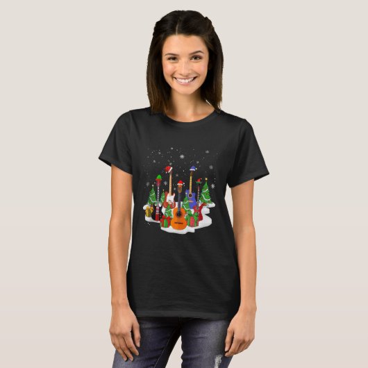 Guitar Christmas Decor Musical Guitar Lovers Guita T-shirt (Voorkant volledig)