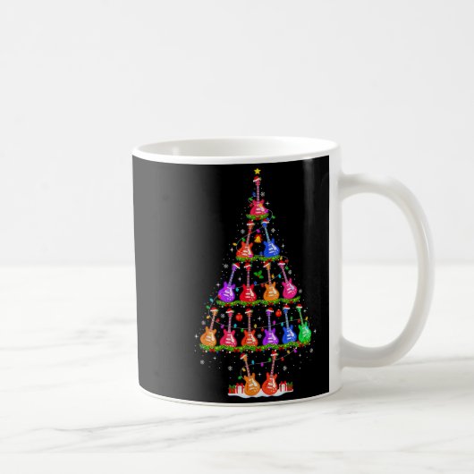 Guitar Christmas Tree Lights Funny Xmas Pajamas Gu Koffiemok (Rechts)