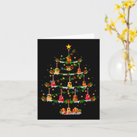 Guitar Christmas Tree Lights Musical Guitar Guitar Kaart (Gele Bloem)