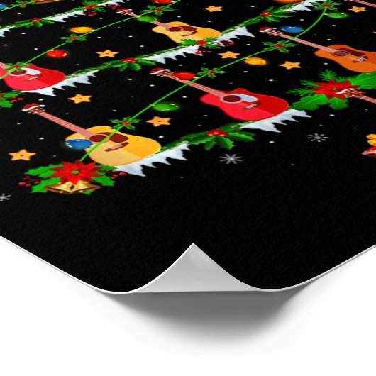 Guitar Christmas Tree Lights Musical Guitar Guitar Poster (Hoek)
