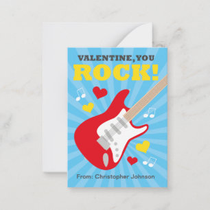 Guitar Classroom Valentijn Kaarten voor kinderen Notitiekaartje
