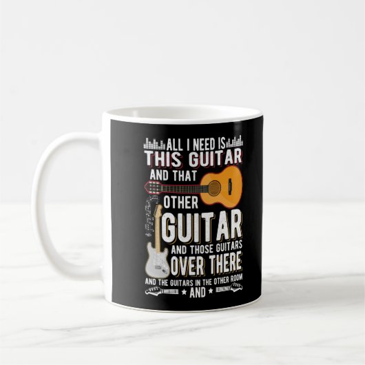Guitar Collector Guitarist Funny Music Lover Koffiemok (Links)