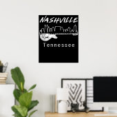 Guitar Country Music Souvenir Gift Nashville Poster (Thuiskantoor)