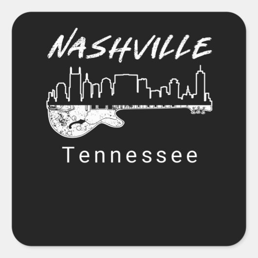 Guitar Country Music Souvenir Gift Nashville Vierkante Sticker (Voorkant)