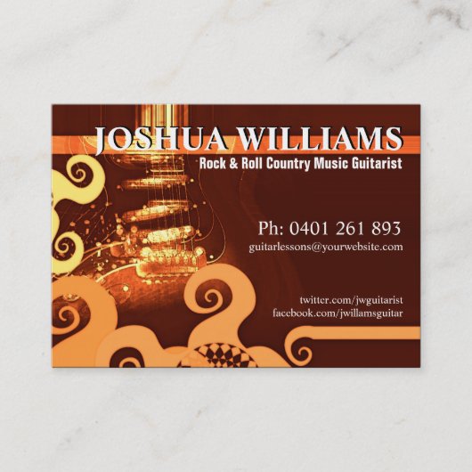 GUITAR Country Rock Oranje Grunge Visitekaartje (Voorkant)