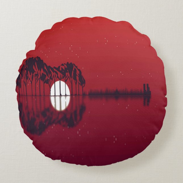 Guitar Cove Rond Kussen (Voorkant)