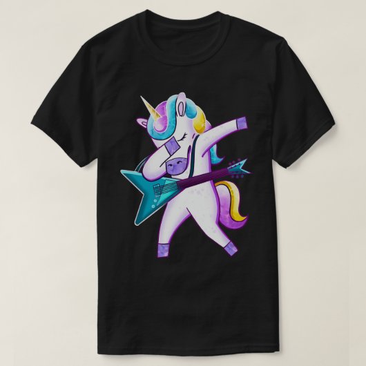 Guitar Dabbing Unicorn T-shirt (Design voorkant)