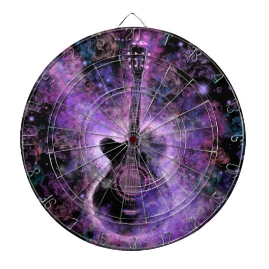 Guitar Dart Board Paars - Magic Sound Dartbord (Voorkant)