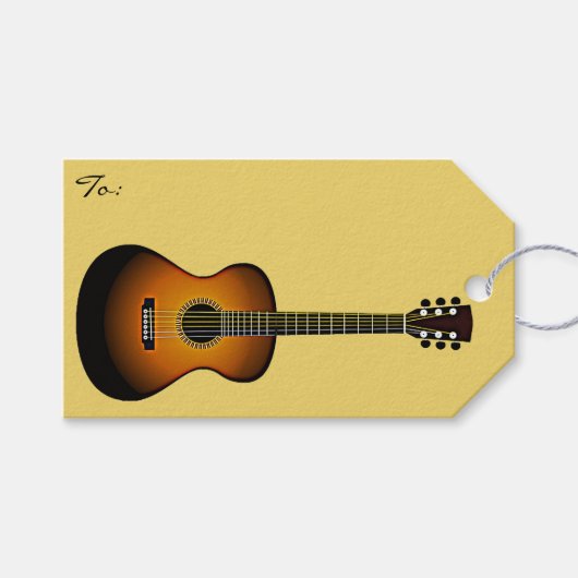 Guitar Design Gift Label Cadeaulabel (Voorkant (Horizontaal))