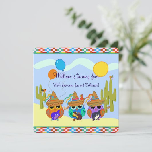 Guitar die Sombrero speelt Eigendom van aangepaste Kaart (Staand voorkant)