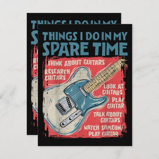 Guitar dingen die ik doe in mijn vrije tijd, grapp informatiekaartje (Voorkant / Achterkant)