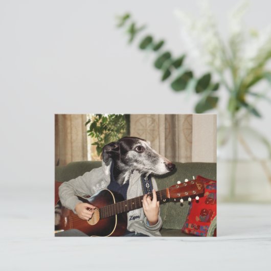 Guitar dog briefkaart (Staand voorkant)