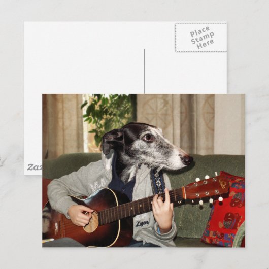 Guitar dog briefkaart (Voorkant / Achterkant)