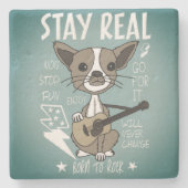 Guitar Dog STAY REAL Born to Rock Stone Onderzette Stenen Onderzetter (Voorkant)