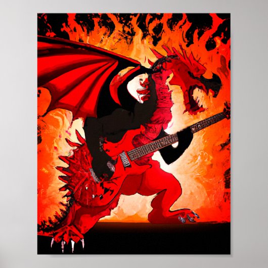 Guitar Dragon Wall Art Poster (Voorkant)
