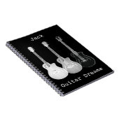 Guitar Dreams Monochrome Pop Art Naam toevoegen Ja Notitieboek (Rechterzijde)