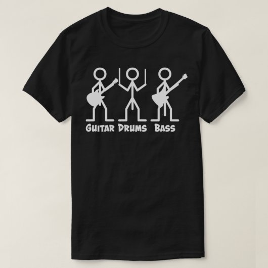 Guitar Drums Bass (wit) T-Shirt (Design voorkant)