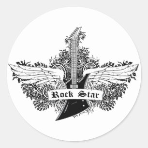 Guitar ~ Electric Guitar Rock Star Ronde Sticker