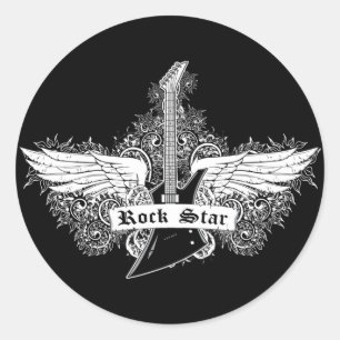 Guitar ~ Electric Guitar Rock Star Ronde Sticker
